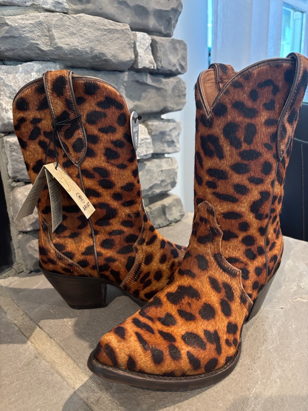 Ariat Bandida Hair On,100% leather,Pointed Toe ,Mid Calf Western Boots